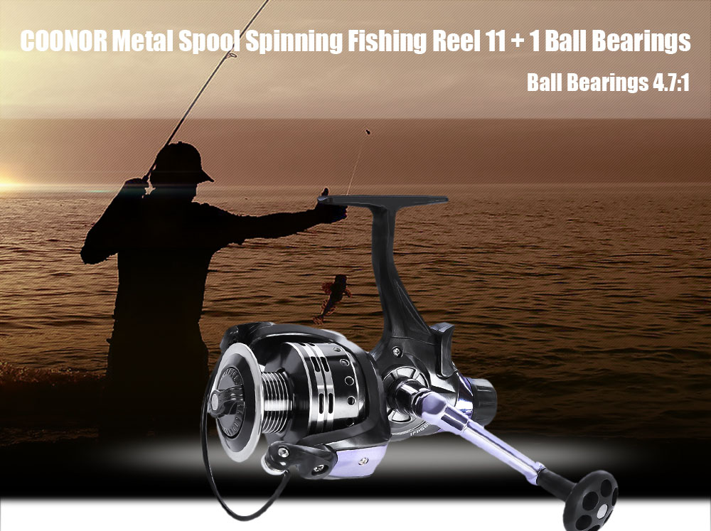 COONOR Metal Spool Spinning Fishing Reel 11 + 1 Ball Bearings 4.7:1