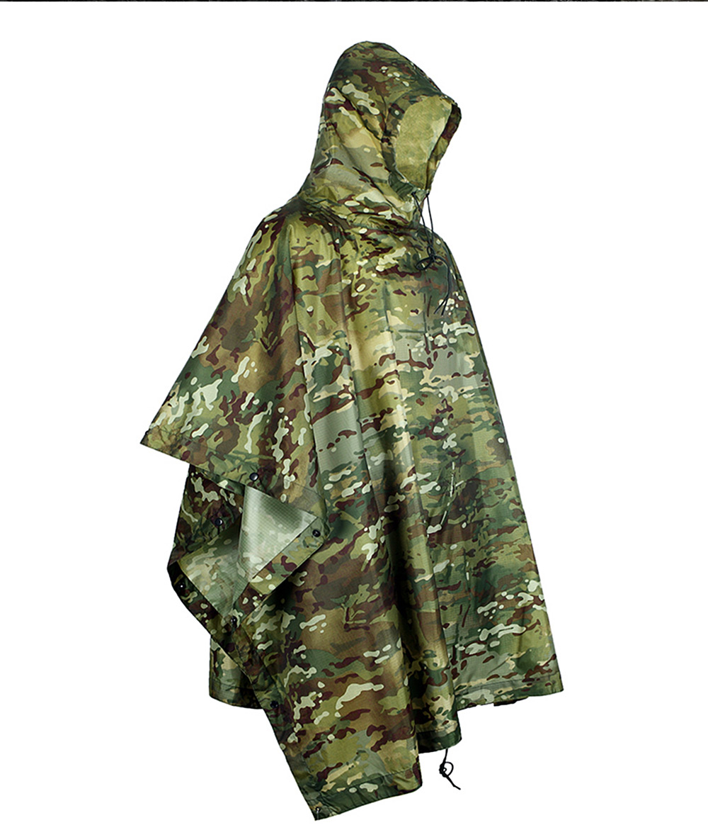 Free Solider Outdoor Water Resistant Riding Camping Camouflage Raincoat Mat Multifunctional Hiking Rain Cover
