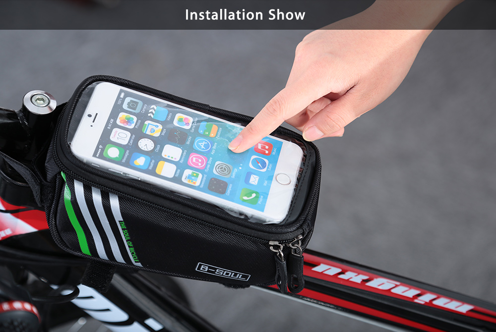 B - SOUL YA0207 1.8L Water Resistant 5.7 inch Touch Screen Bicycle Front Tube Bag