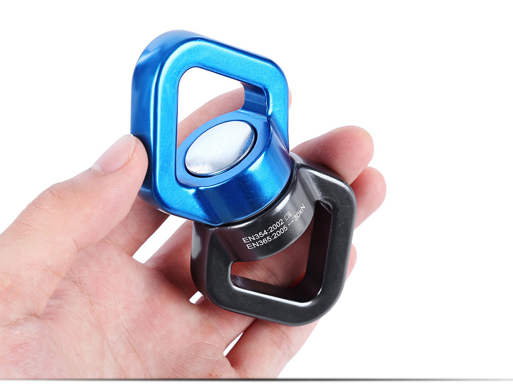 Rock Climbing Rotational Rope Swivel Connector with D-shaped Screw Locking Carabiner