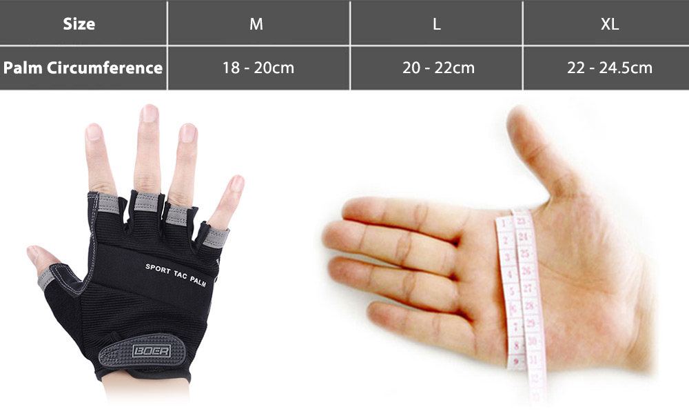BOER Paired Body Building Fitness Weightlifting Half Finger Gloves for Men