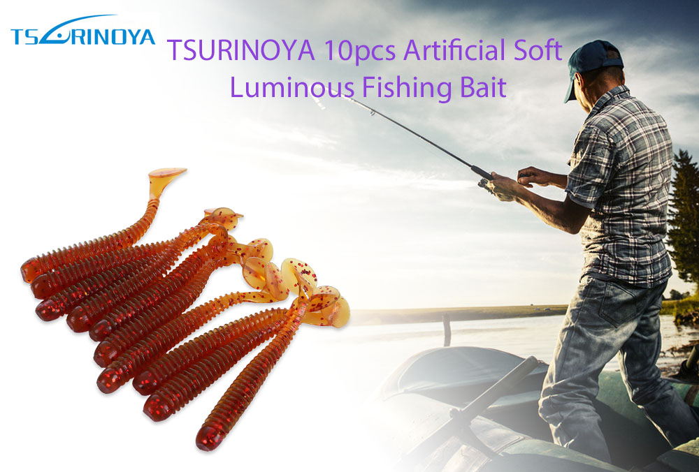 TSURINOYA 10pcs Soft Noctilucent Fishing Lure Artificial Bait Fish Tackle