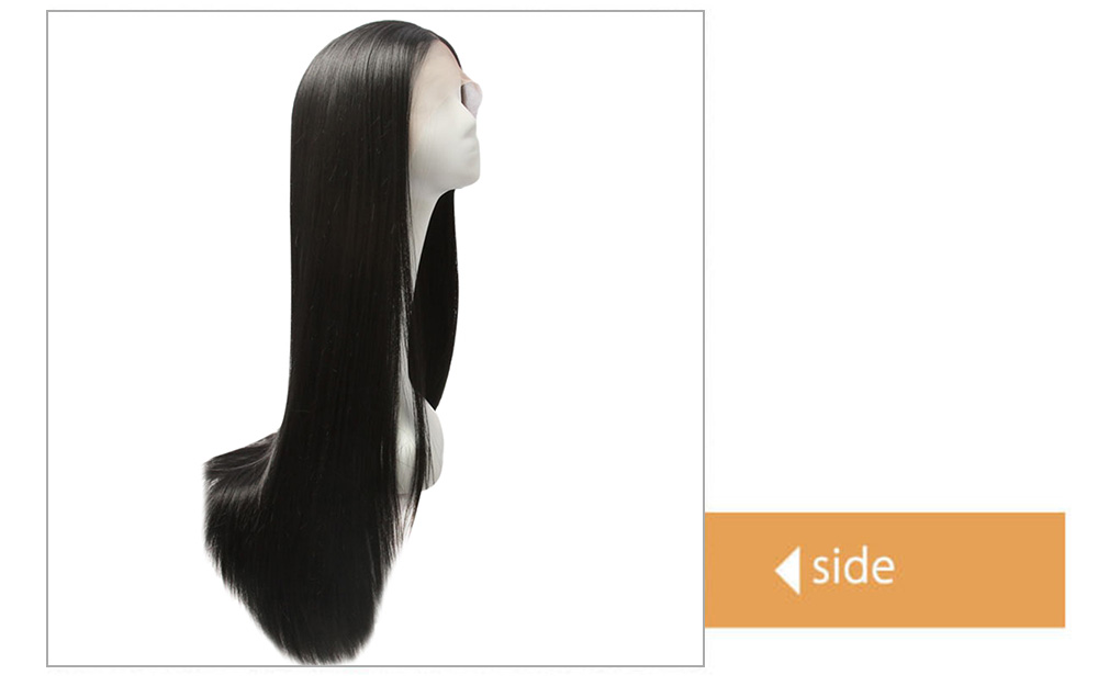 Women Full Lace Front Natural Straight Black Wigs Synthetic Hair
