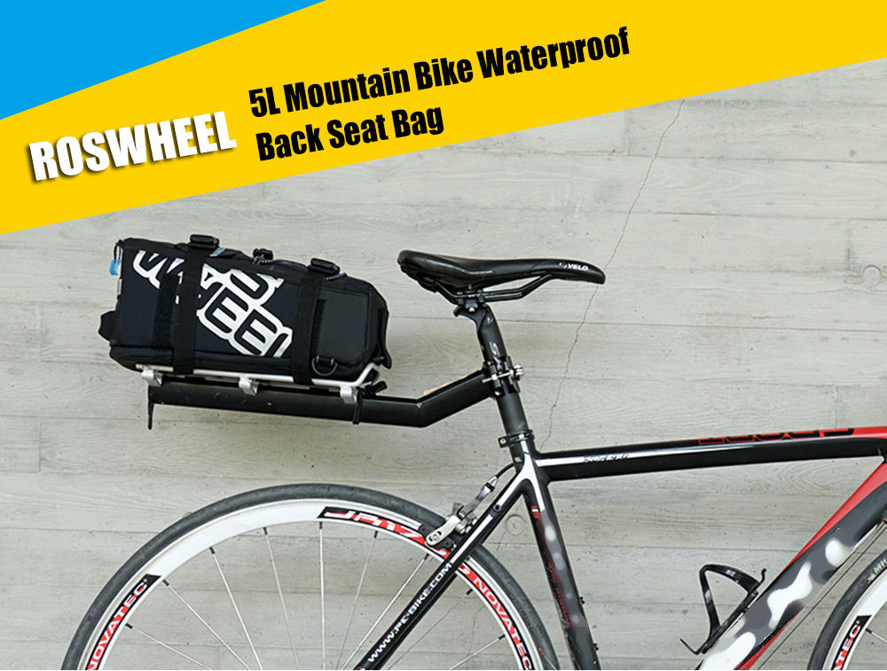 ROSWHEEL 5L Nylon Waterproof Mountain Bike Road Bicycle Bag Cycling Rear Rack Tail Seat Pannier
