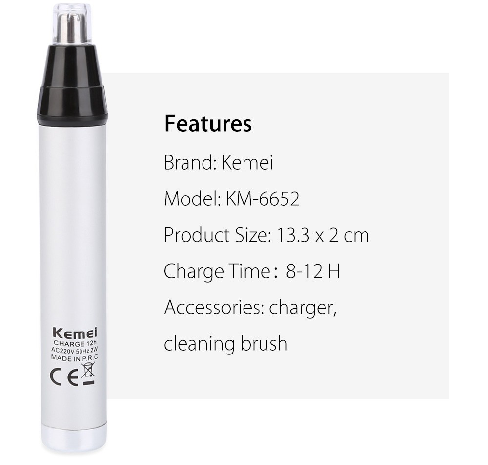 KM - 6652 Multifunctional Rechargeable Nose Hair Trimmer