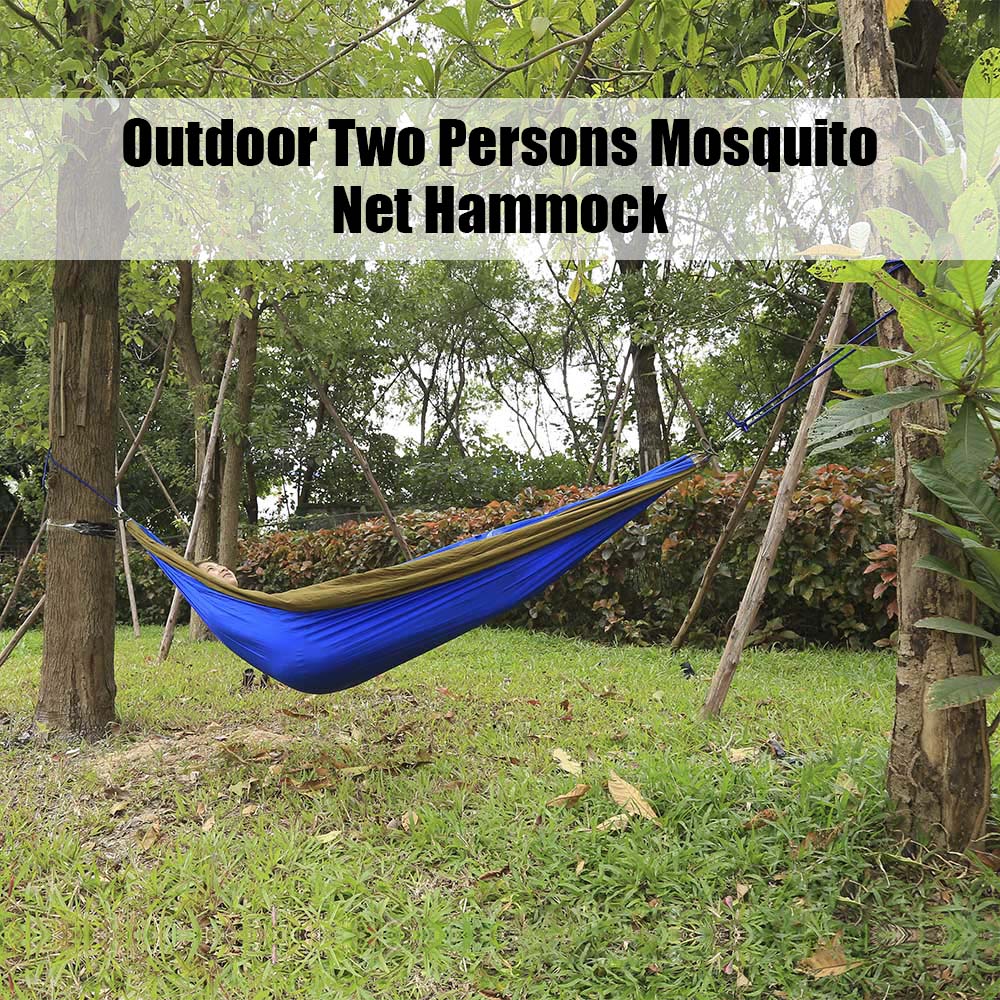 260 x 140CM Portable Two People Parachute Fabric Mosquito Net Hammock for Indoor Outdoor Use