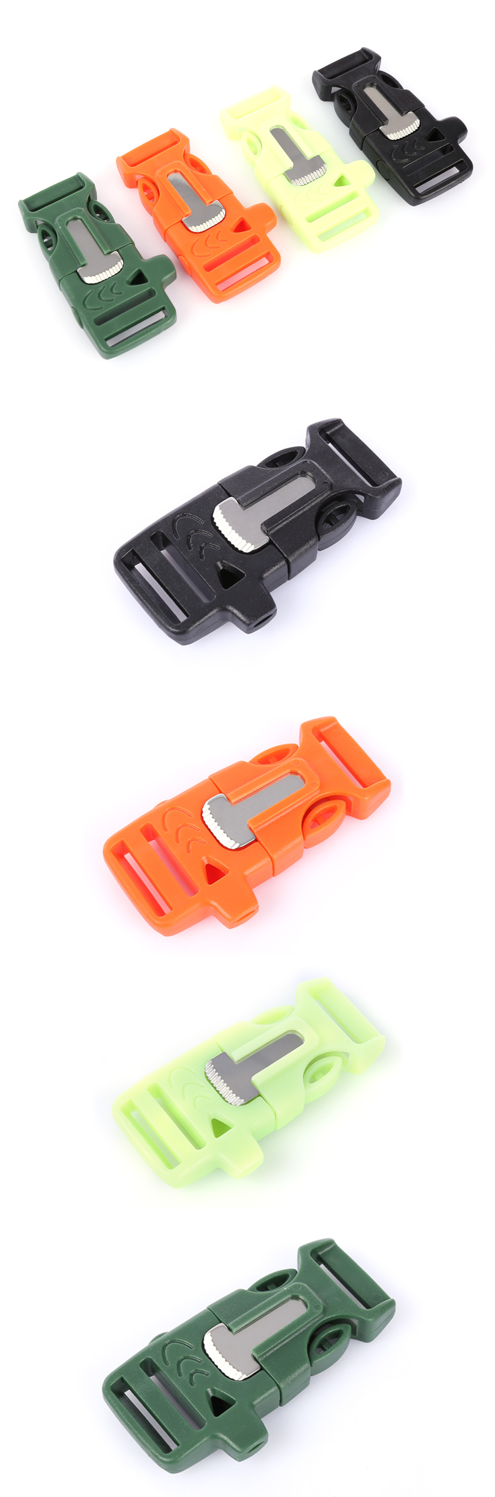 10pcs / Lot Multifunction Survival Paracord Bracelet Accessory Plastic Button Buckle