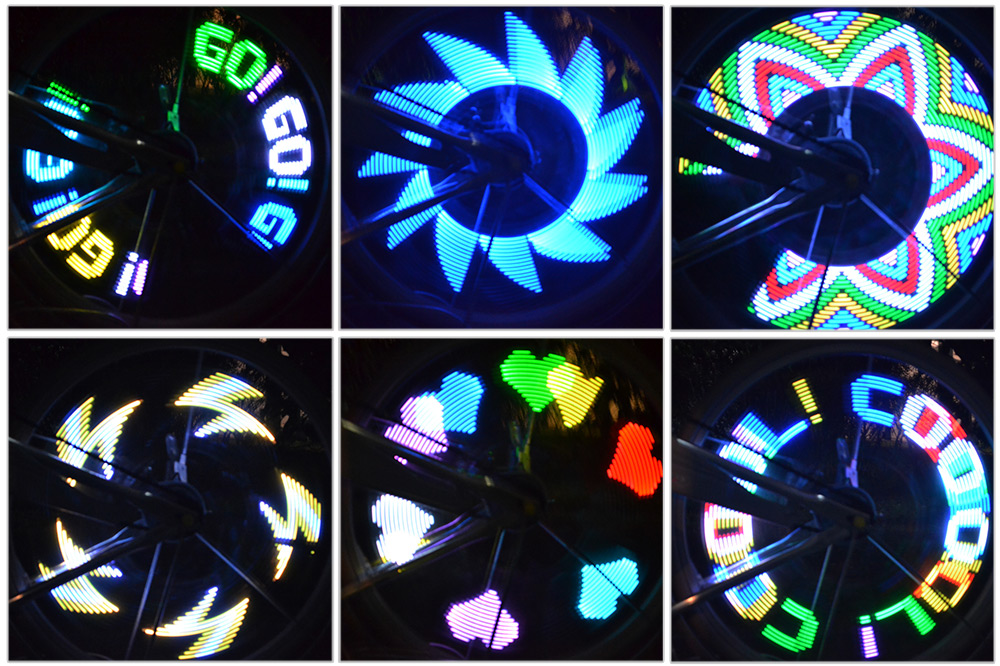 D016C Bicycle Colorful 32 LEDs 20 Pattern Words Double Display Wheel Signal Spoke Light Lamp