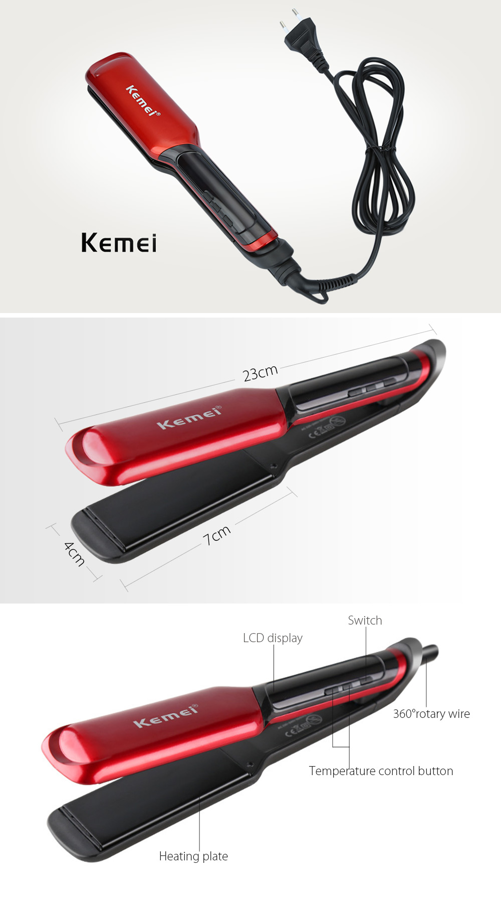 KM - 9620 Styling Tool Thermostat LCD Digital Hair Curler Straightener