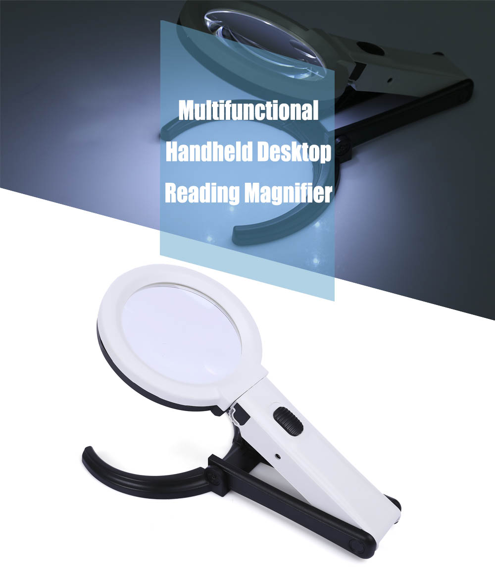 Foldable Magnifier Magnifying Glasses with 1.8X / 5X Lens Table Desk-type Lamp Loupe