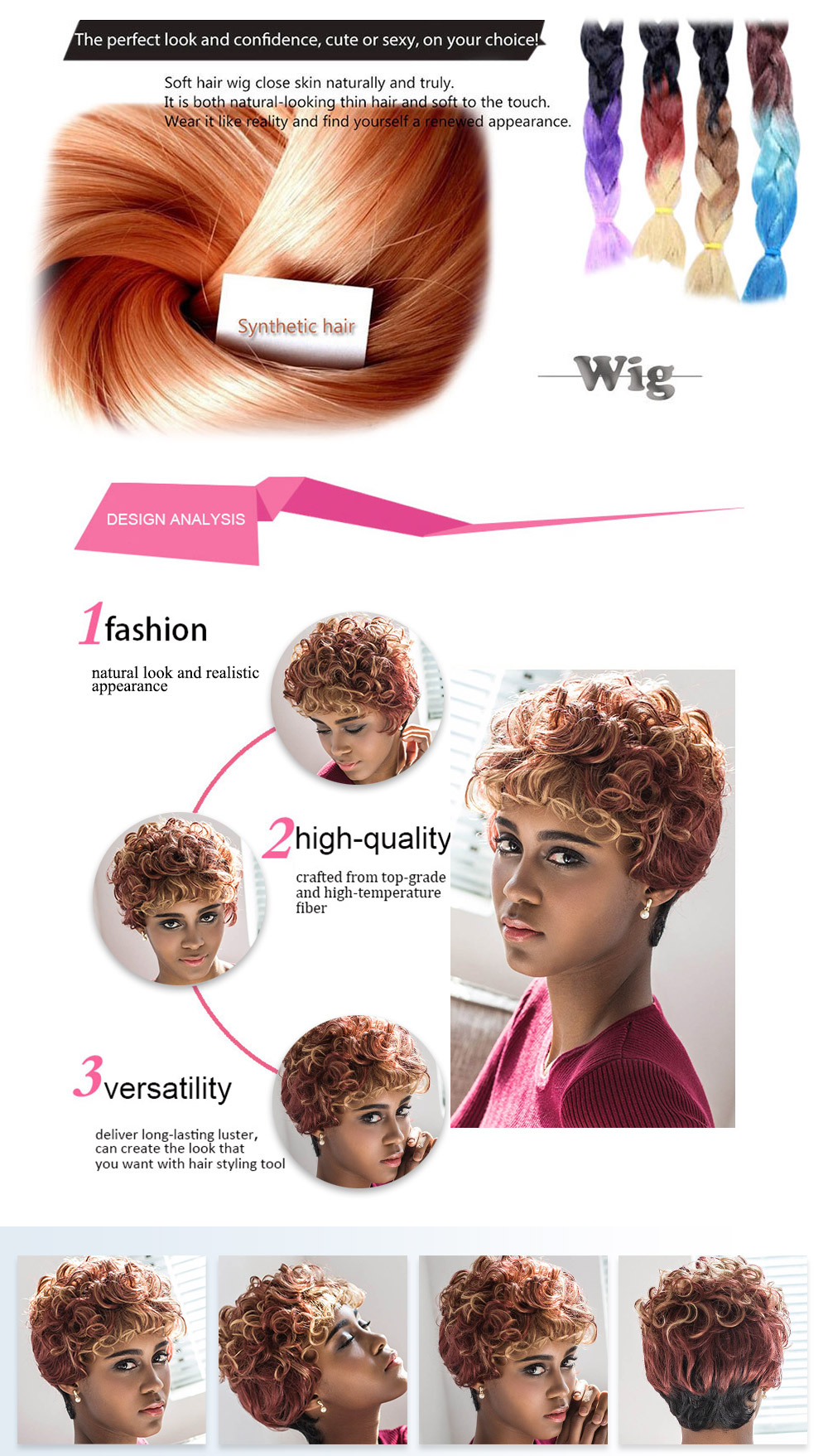 AISIHAIR Stunning Short Round Curly Full Bangs Mixed Color Wigs for Women