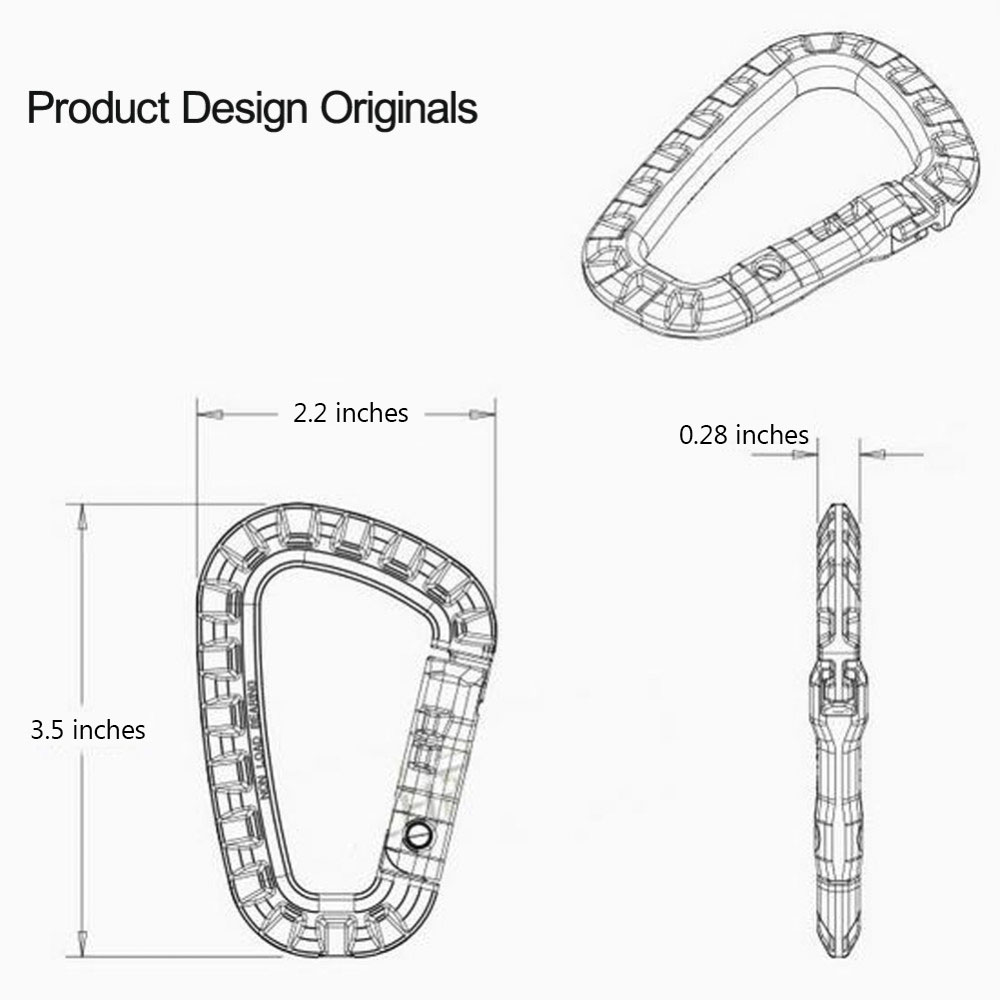 EDCGEAR Outdoor Camping Travel Hiking Plastic Carabiner D-ring Snap Lock Key Chain Clip Hook