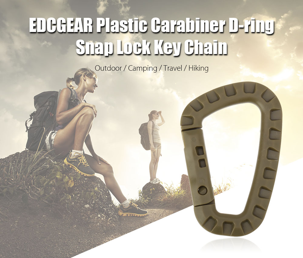 EDCGEAR Outdoor Camping Travel Hiking Plastic Carabiner D-ring Snap Lock Key Chain Clip Hook