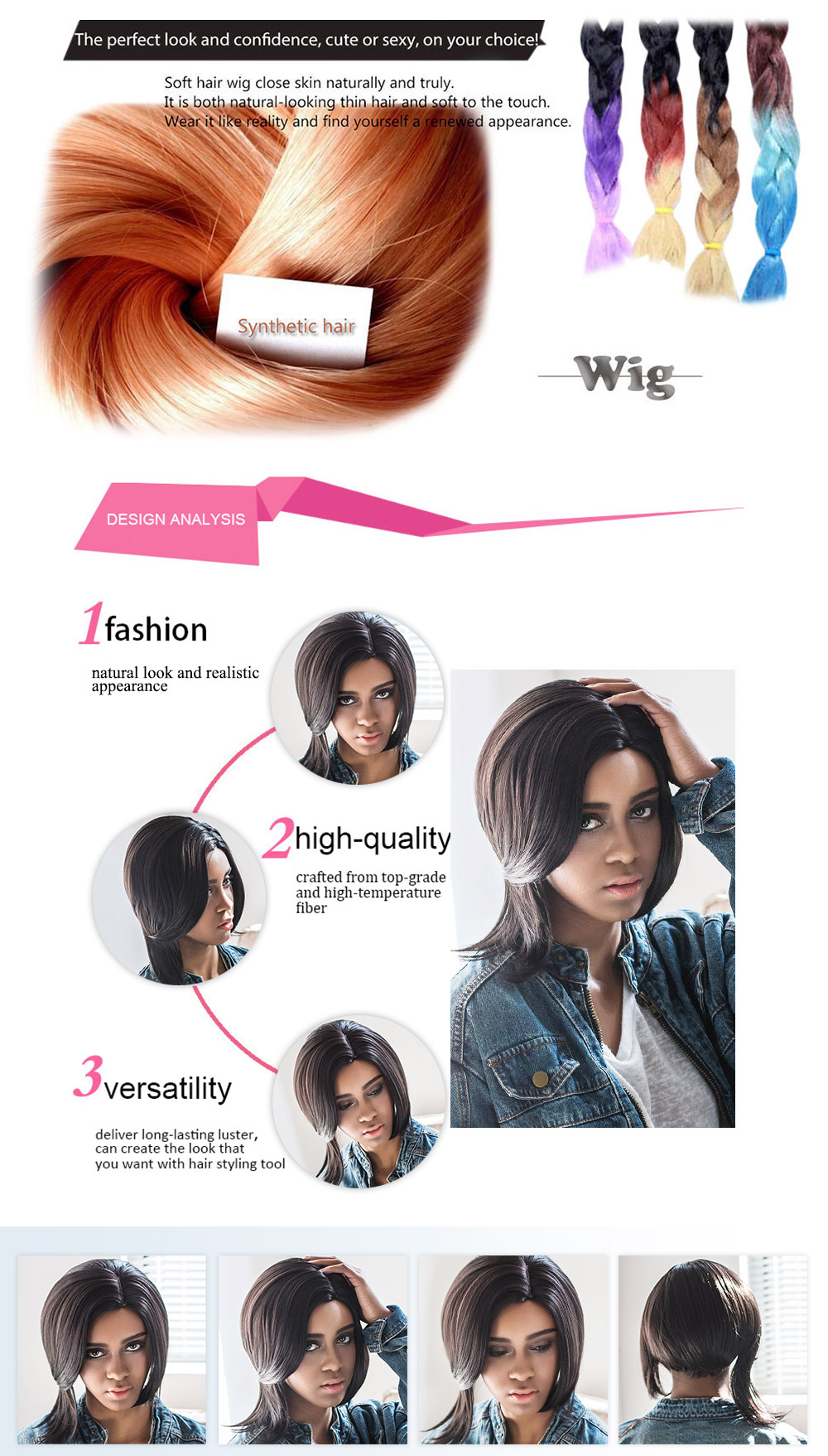 AISIHAIR Women Side Parting Short Asymmetrical Straight Wigs Synthetic Hair