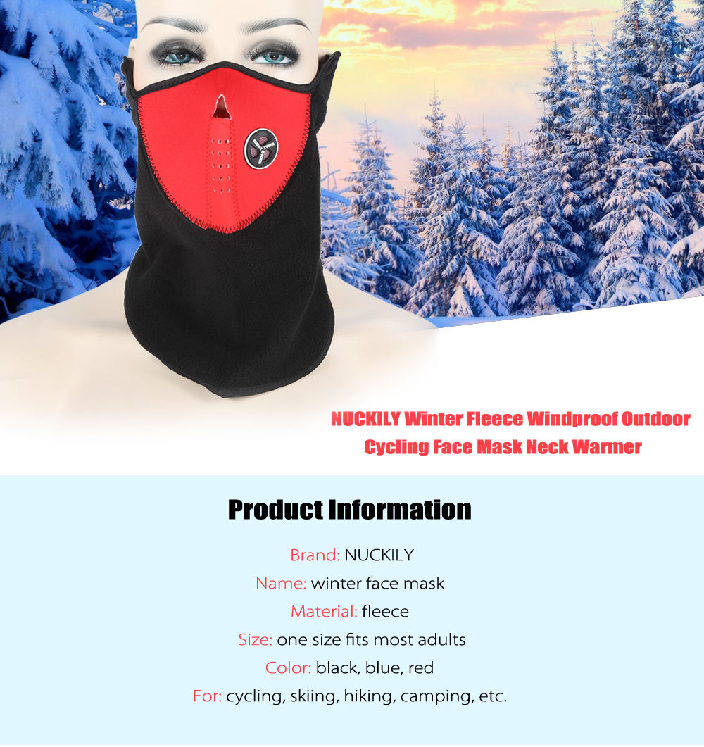 NUCKILY Winter Windproof Fleece Cycling Mask Outdoor Riding Face Guard Neck Warmer