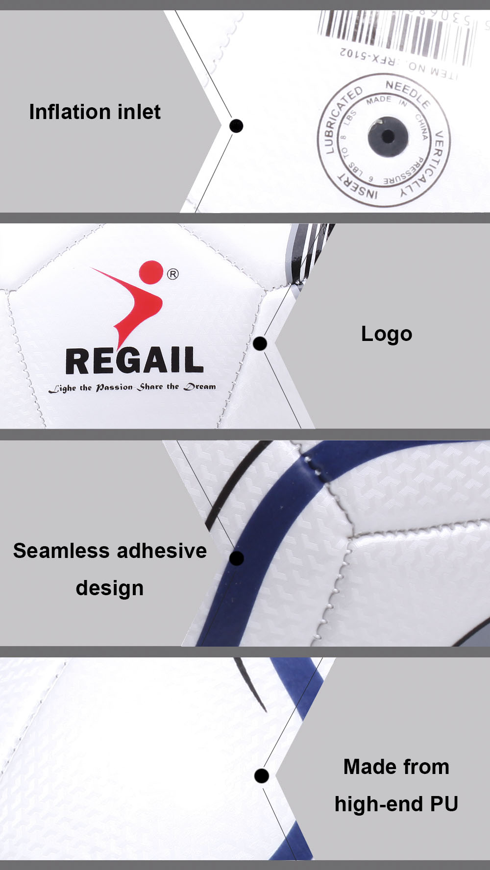 REGAIL Size 5 PU Flower Shape Training Soccer Ball Football