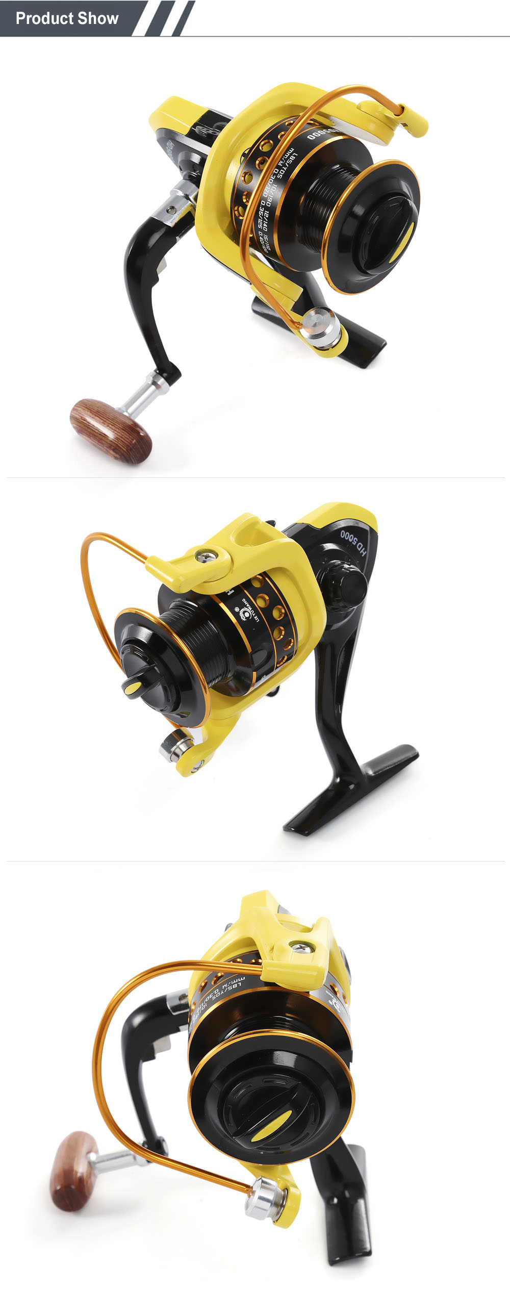 LIEYUWANG Full Metal Fishing Spinning Reel with Exchangeable Handle