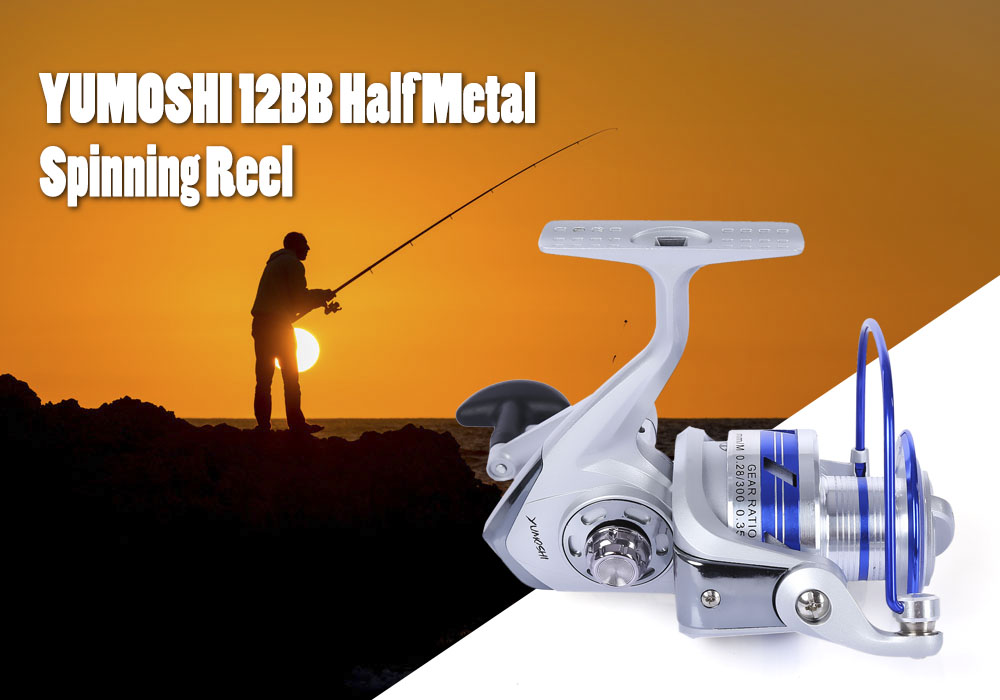 YUMOSHI 12BB Half Metal Fishing Spinning Reel with Exchangeable Handle