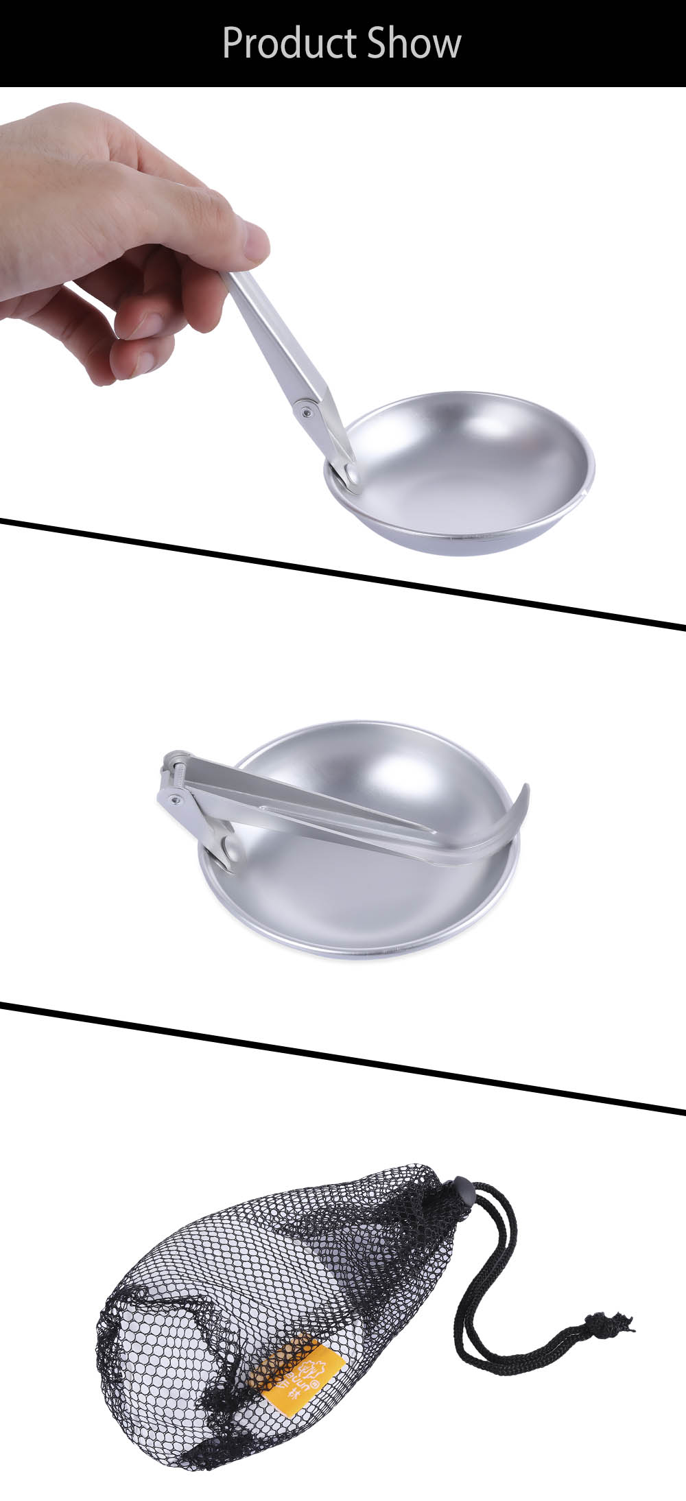 BULIN BL600 - D7 Picnic Folding Tableware Spoon Soup Ladle with Carrying Bag Outdoor Camping Traveling Survival Equipment