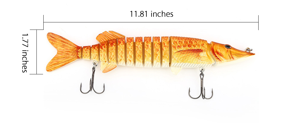 Proberos Artificial 13 Sections Big Pike Fishing Lure with Sharp Hooks