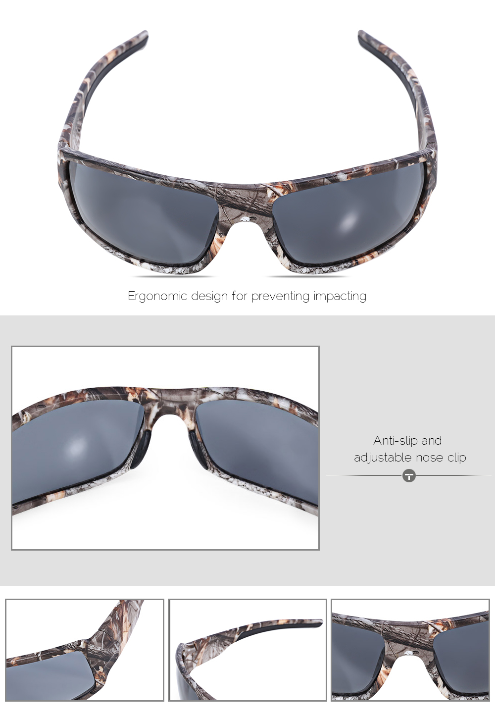 Outdoor Sports Camouflage Frame Windproof Polarized Sunglasses Fishing Eyeglasses 