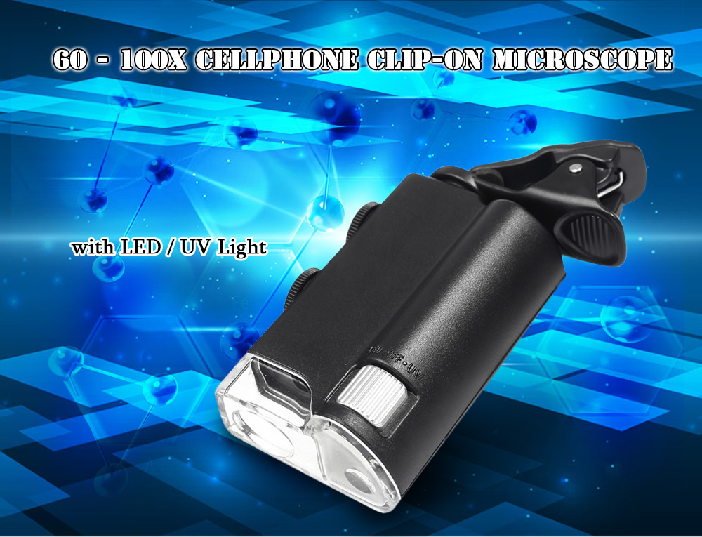 Beileshi 60 - 100X LED Adjustable Cellphone Clip-on Microscope with Currency-detecting Function