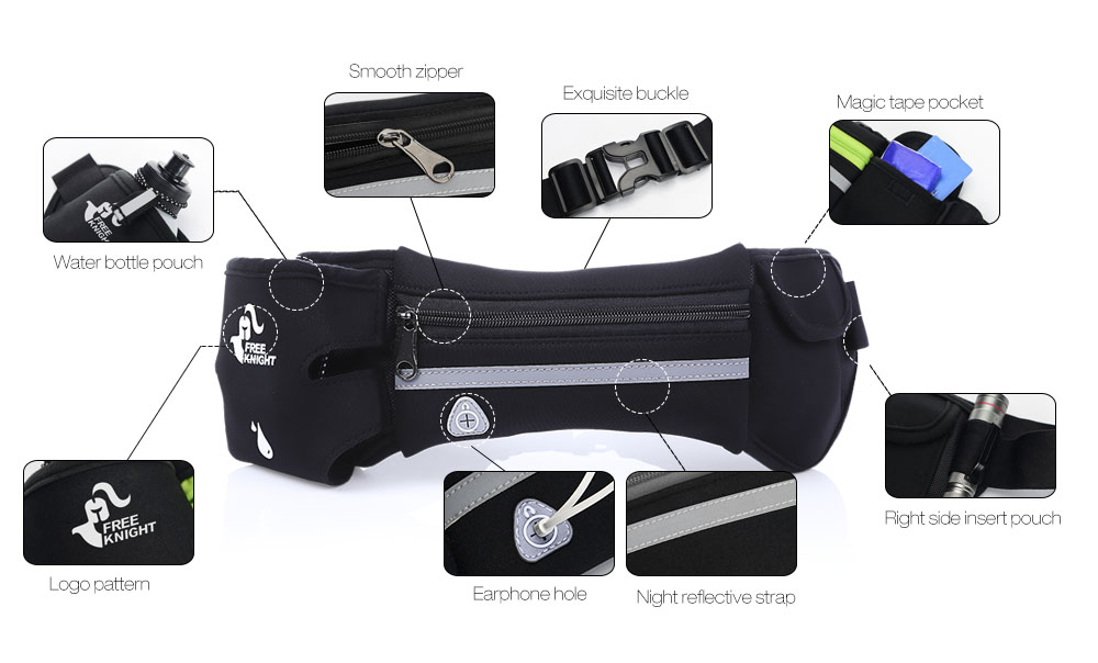 FREEKNIGHT FK1019 Reflective Waist Bag for Outdoor Running Cycling Hiking