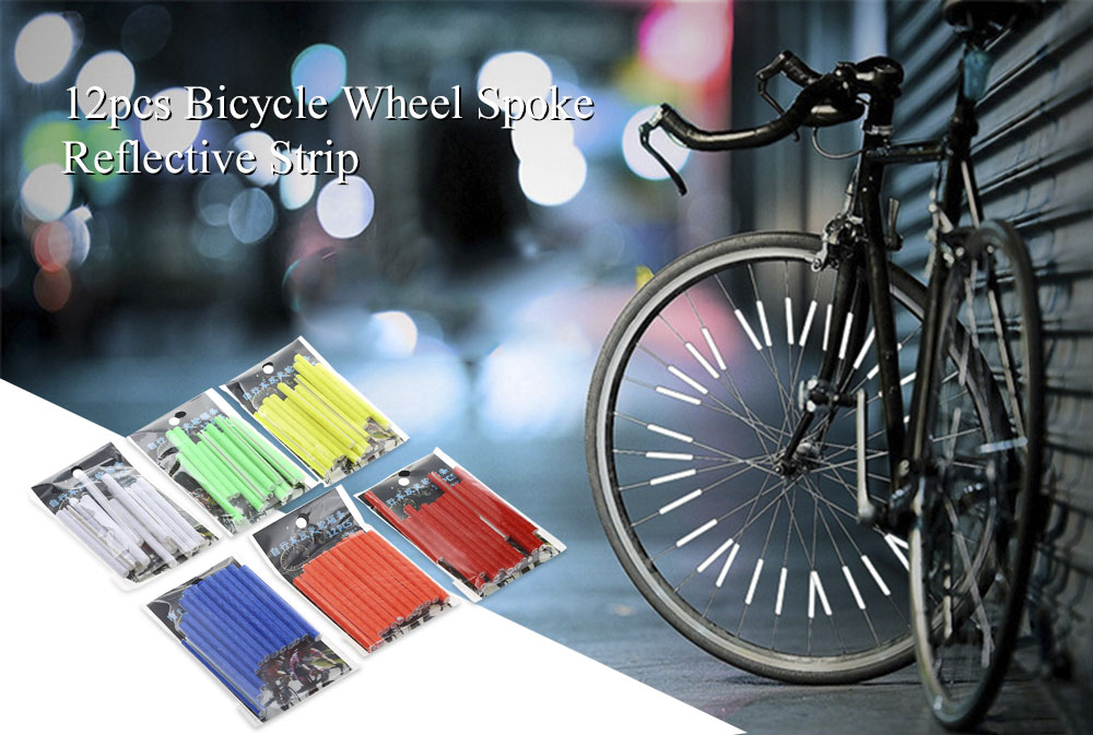 12pcs Bicycle Wheel Spoke Reflective Bar Bike Accessory for Night Cycling
