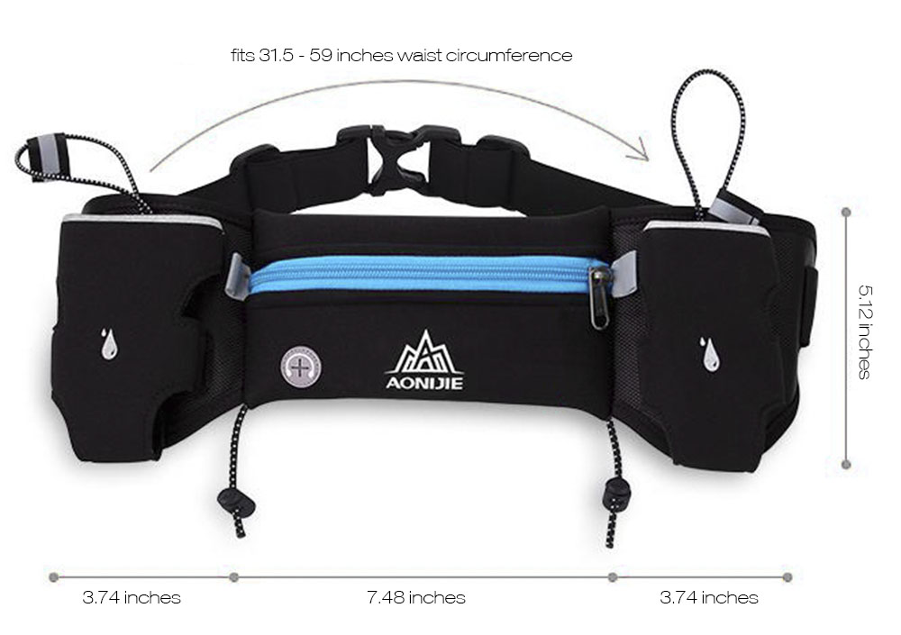 AONIJIE Outdoor Sports Water Resistant Walking Running Bag Belt Pack with 2 Bottle Holders