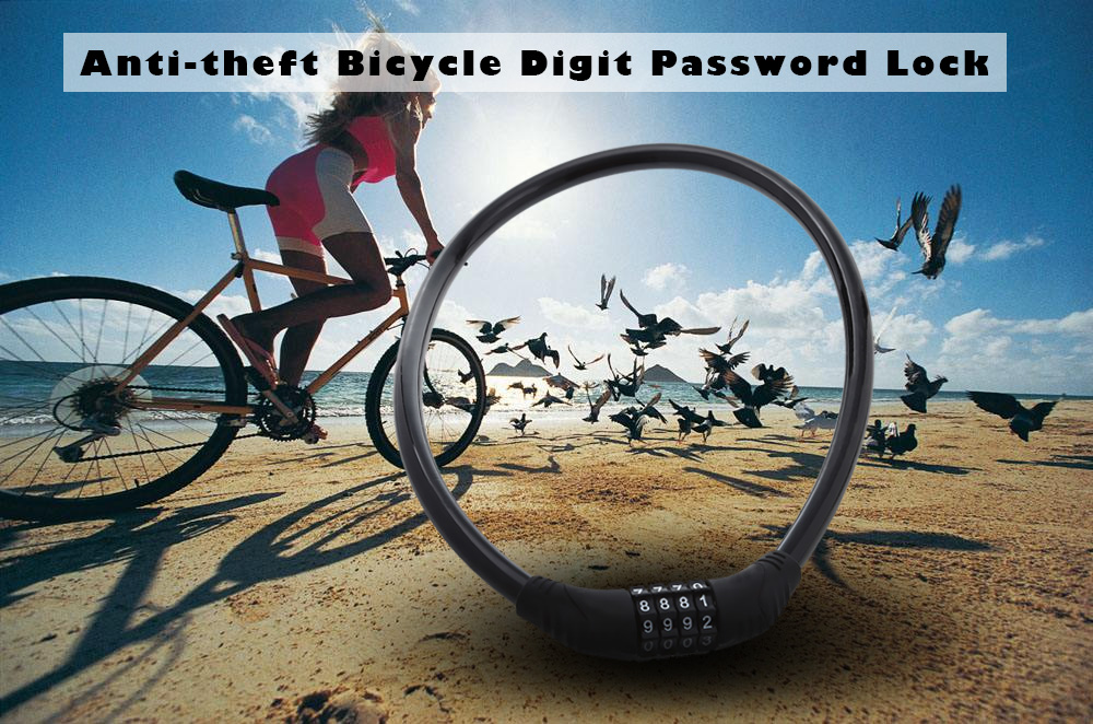 Anti-theft Bicycle Chain Lock 4 Digital Password Security Protector