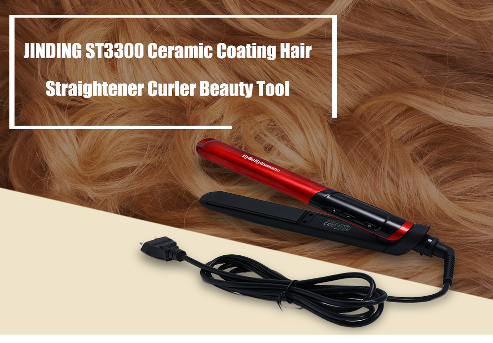 JINDING ST3300 Multifunctional Ceramic Coating Hair Straightener Curler Beauty Tool