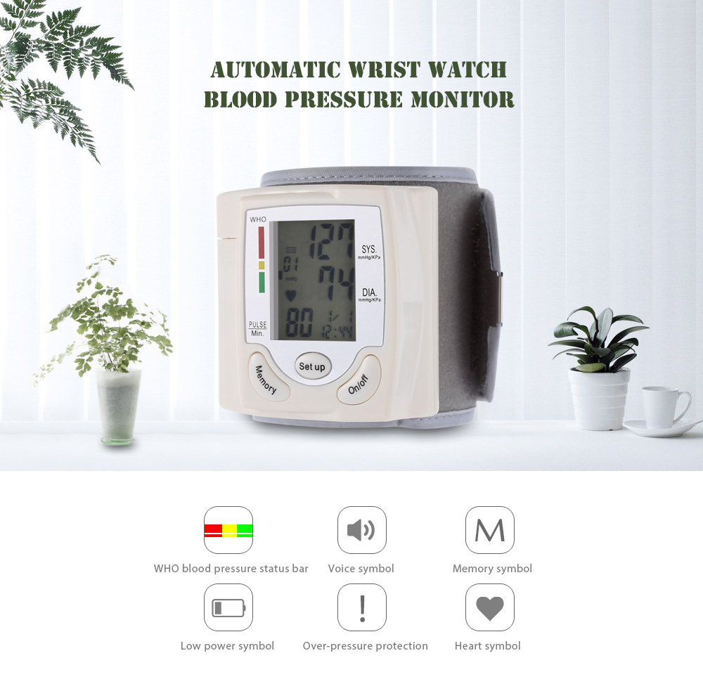 gustala CK-101S Health Care Wrist Portable Digital Automatic Blood Pressure Monitor