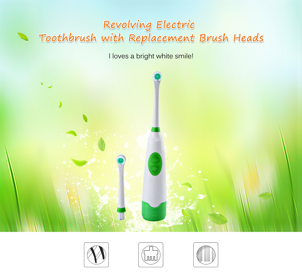 Electric Oral Hygiene Dental Care Toothbrush with 2 Brush Heads