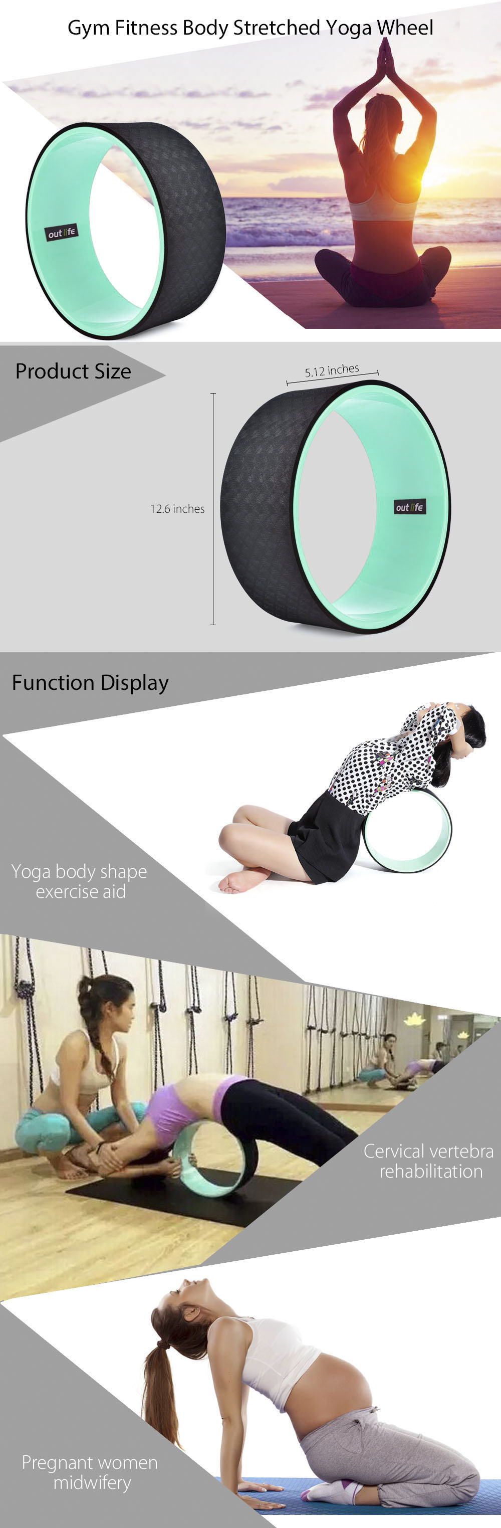 Outlife Gym Fitness Stretched Yoga Wheel for Waist Shape Bodybuilding Workout Equipment