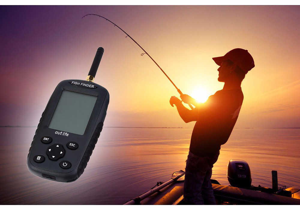 Outlife FF998 Rechargeable Wireless Fish Finder 125KHz Sonar Sensor Echo Sounder