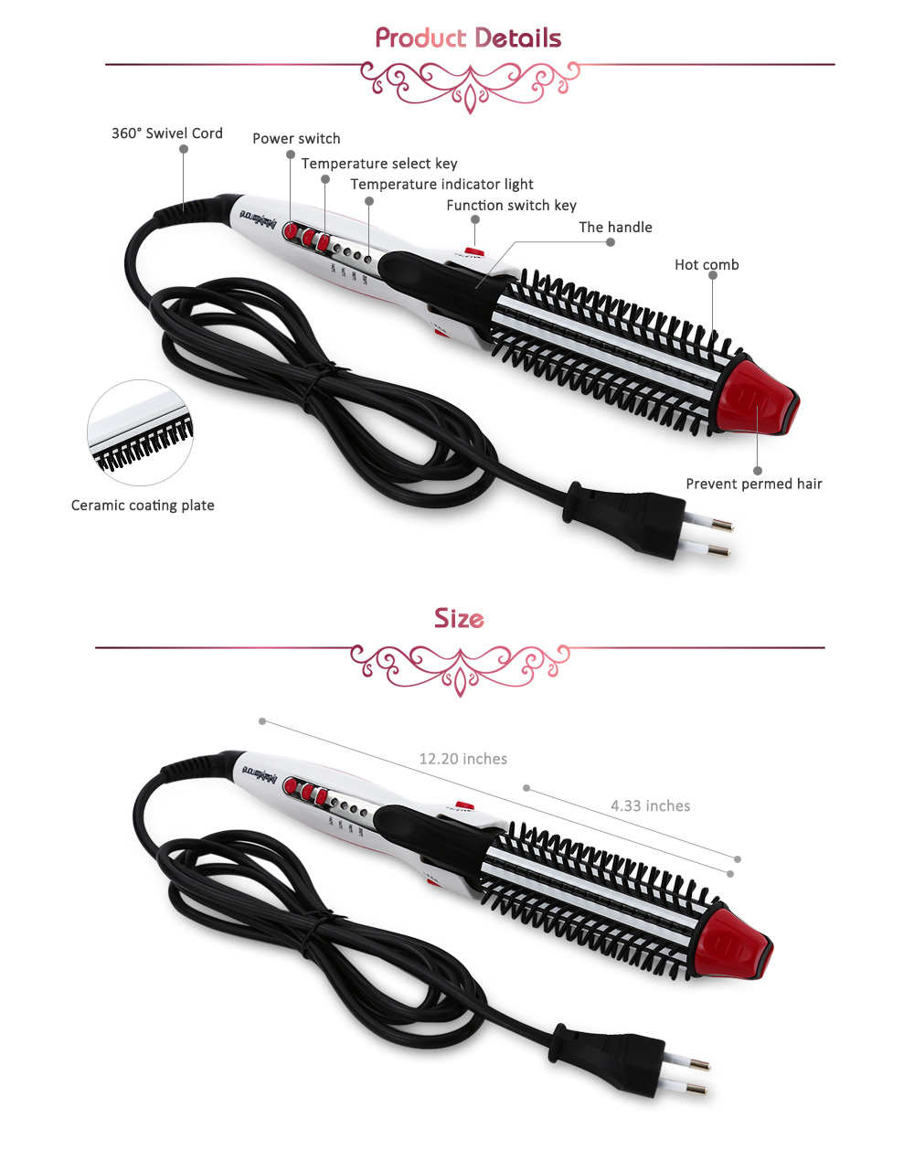 ST3337 Hair Straightener Curler Beauty Tool