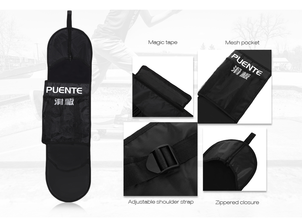 PUENTE Outdoor Water Resistant High-fiber Polyester Skateboard Scooter Carrying Bag Case