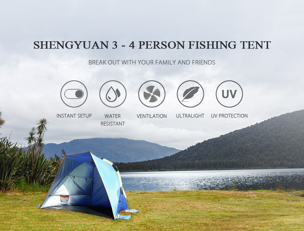 SHENGYUAN Outdoor Water Resistant Automatic Instant Setup 3 - 4 Person Beach Fishing Tent