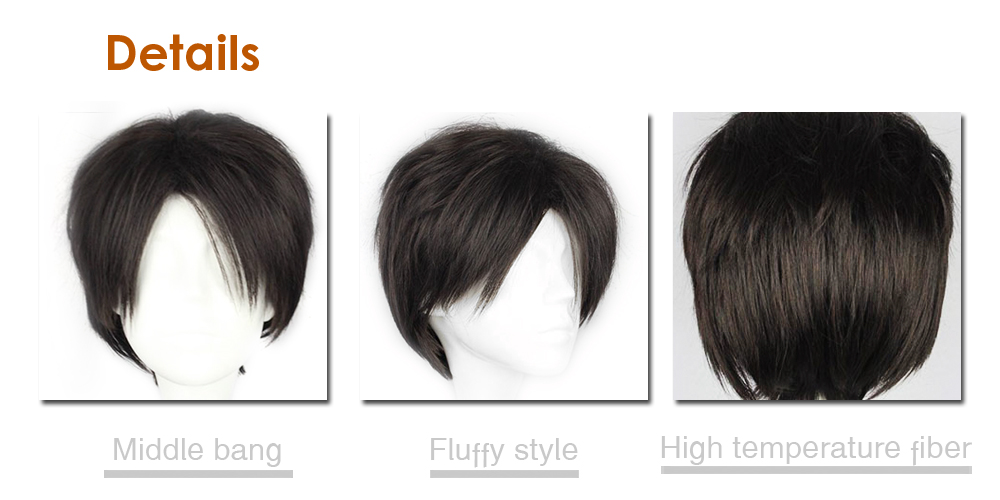 Mcoser High Temperature Short Straight Centre Parting Anime Wig Cosplay for Captain Rivaille