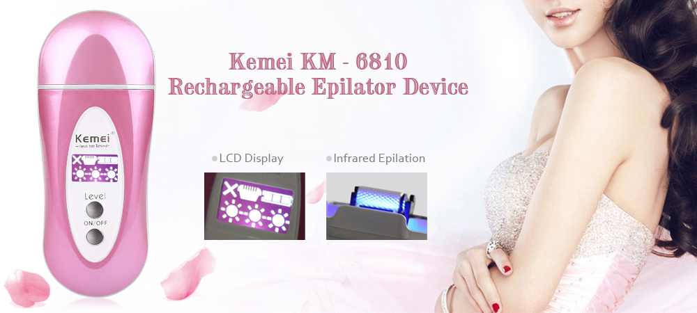 KM - 6810 Rechargeable Infrared Hot-wire Electric Hair Epilator Remover Kit