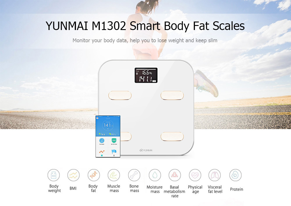 YUNMAI M1302 App Control Bluetooth Smart Body Fat Electronic Scale