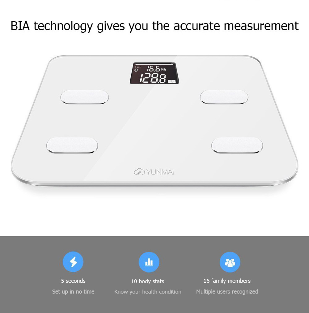 YUNMAI M1302 App Control Bluetooth Smart Body Fat Electronic Scale