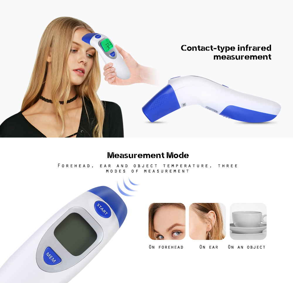 IT - 121 Digital Baby Adult Forehead Object Infrared Contact-type Thermometer LCD Backlit Laser Temperature Gun