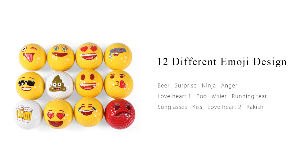 Dominant 12pcs Emoji Funny Golf Ball Accessory Gift for Golfing Game Training