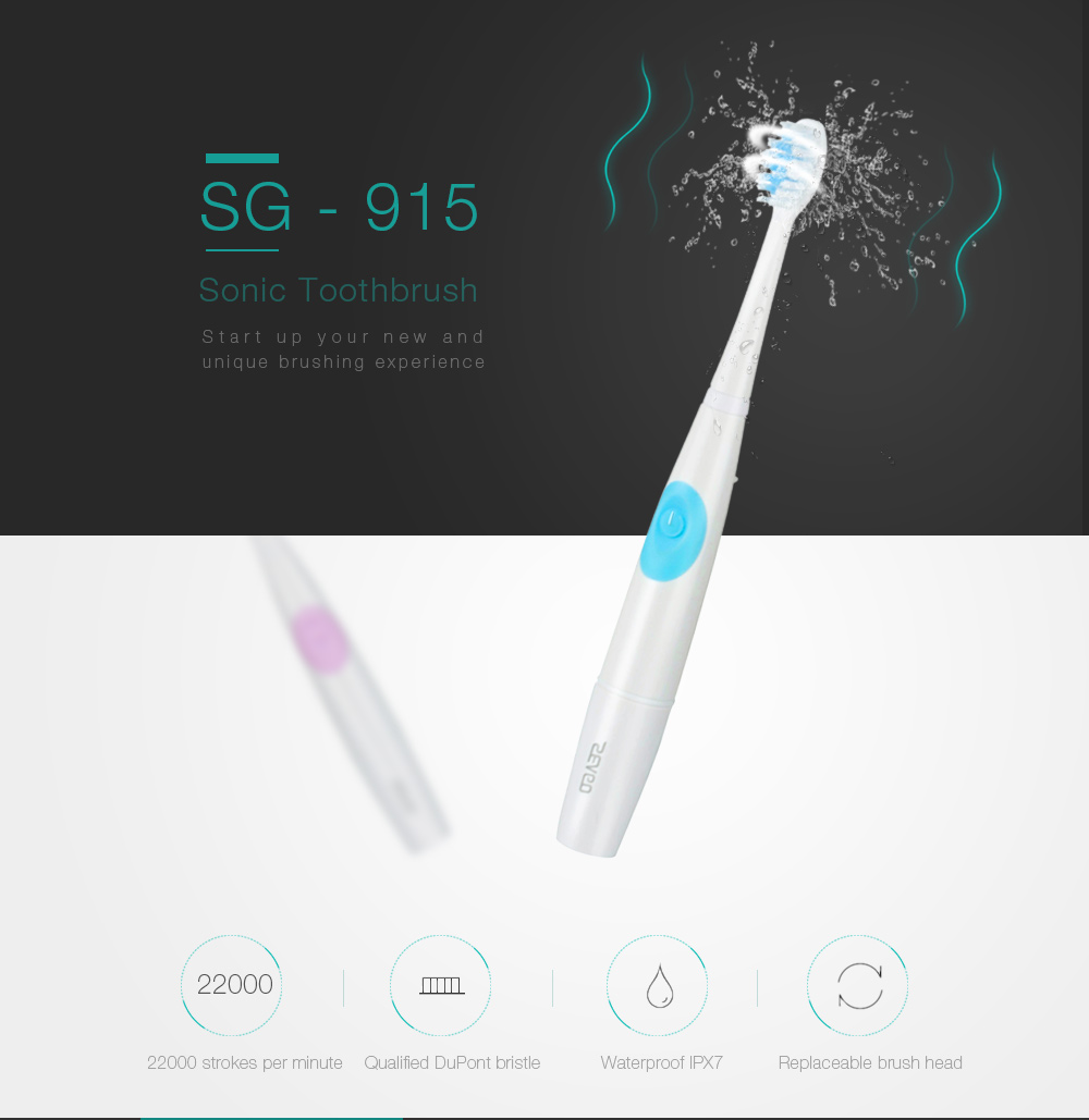 SEAGO SG - 915 Sonic Toothbrush Dental Safeguards Oral Health Care Cleaning Tools with Replaceable Brush Head