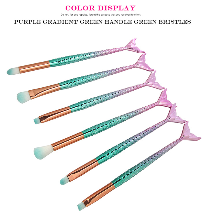 6Pcs Eye Ombre Mermaid Tail Handle Makeup Brushes
