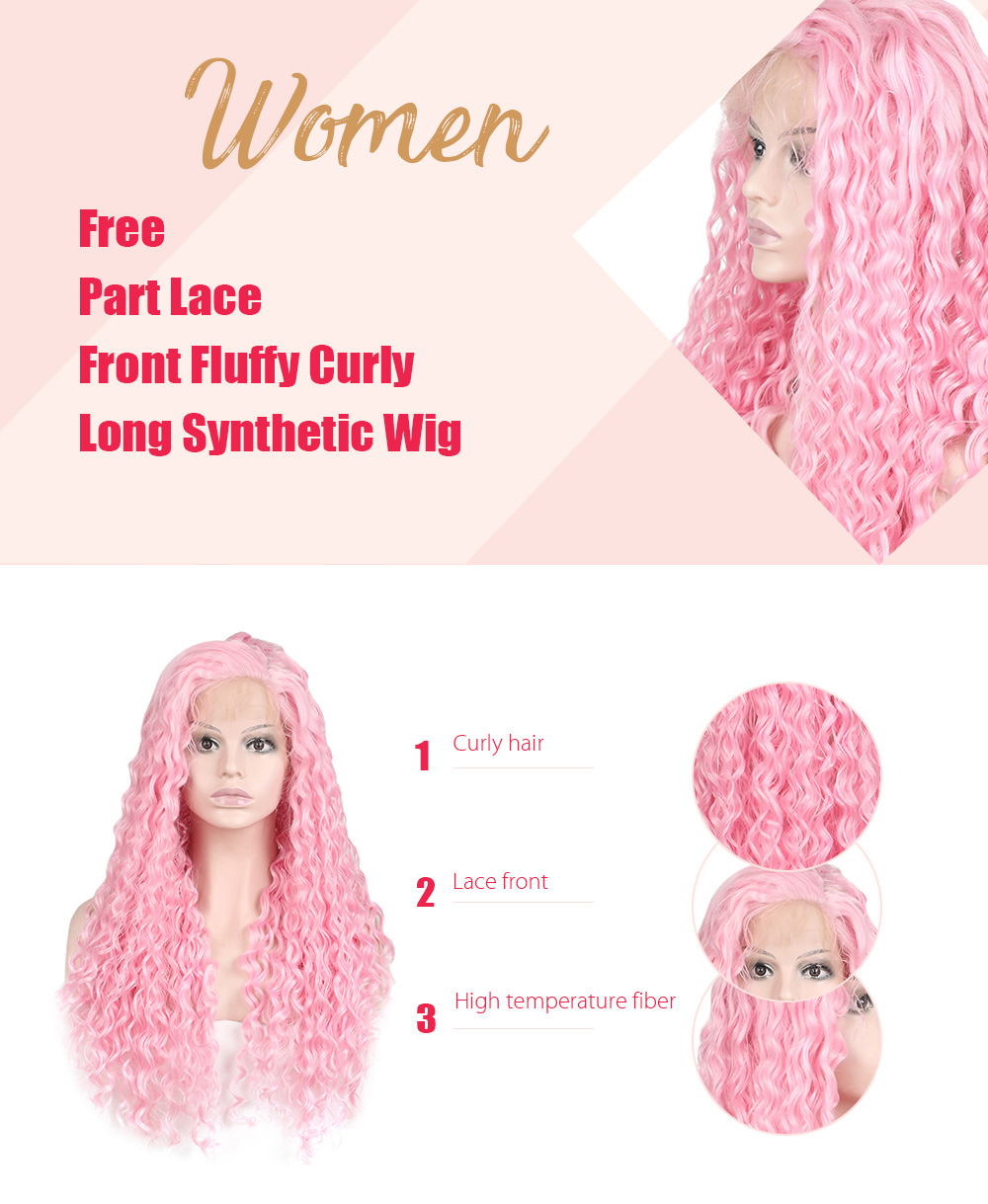 Women Trendy Free Part Fluffy Long Curly Lace Front Synthetic Wig