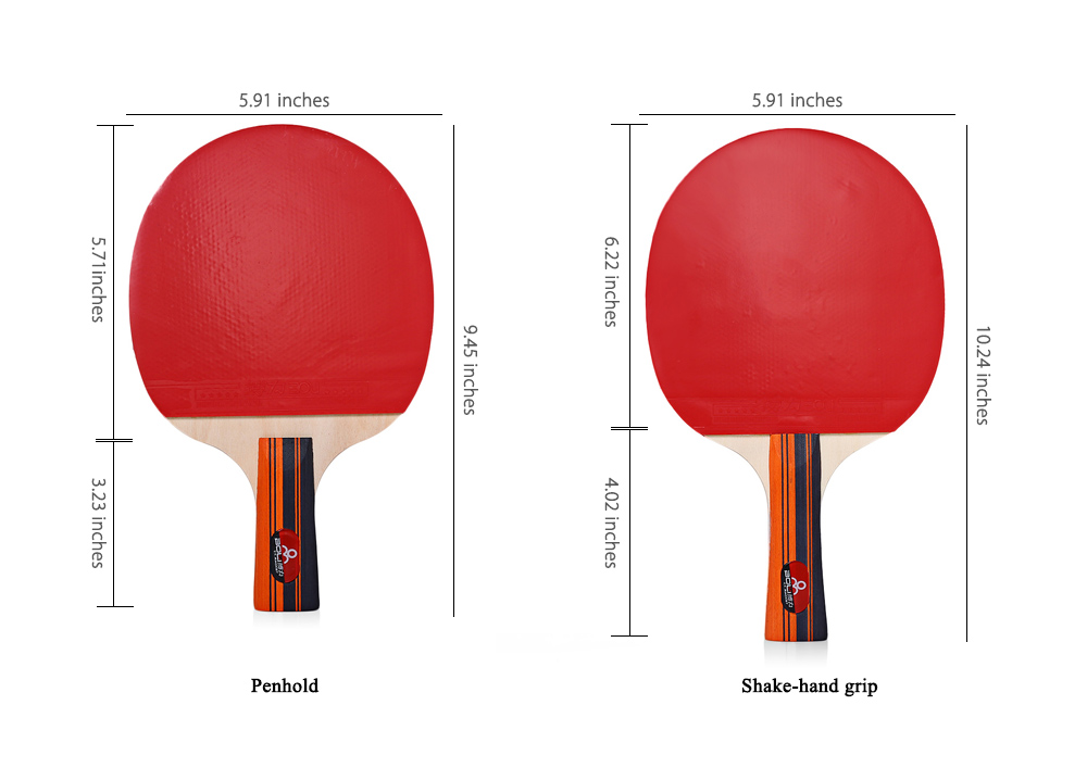 BOLI Two Star Outdoor Table Tennis Rubber Ping Pong Racket with Ball