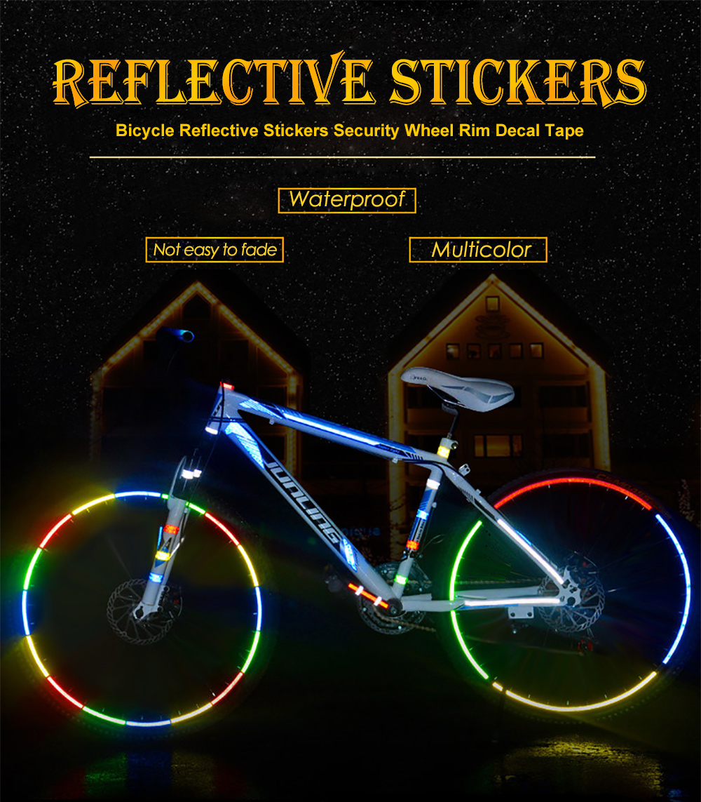 Motorcycle Bicycle Reflective Stickers Security Wheel Rim Decal Tape