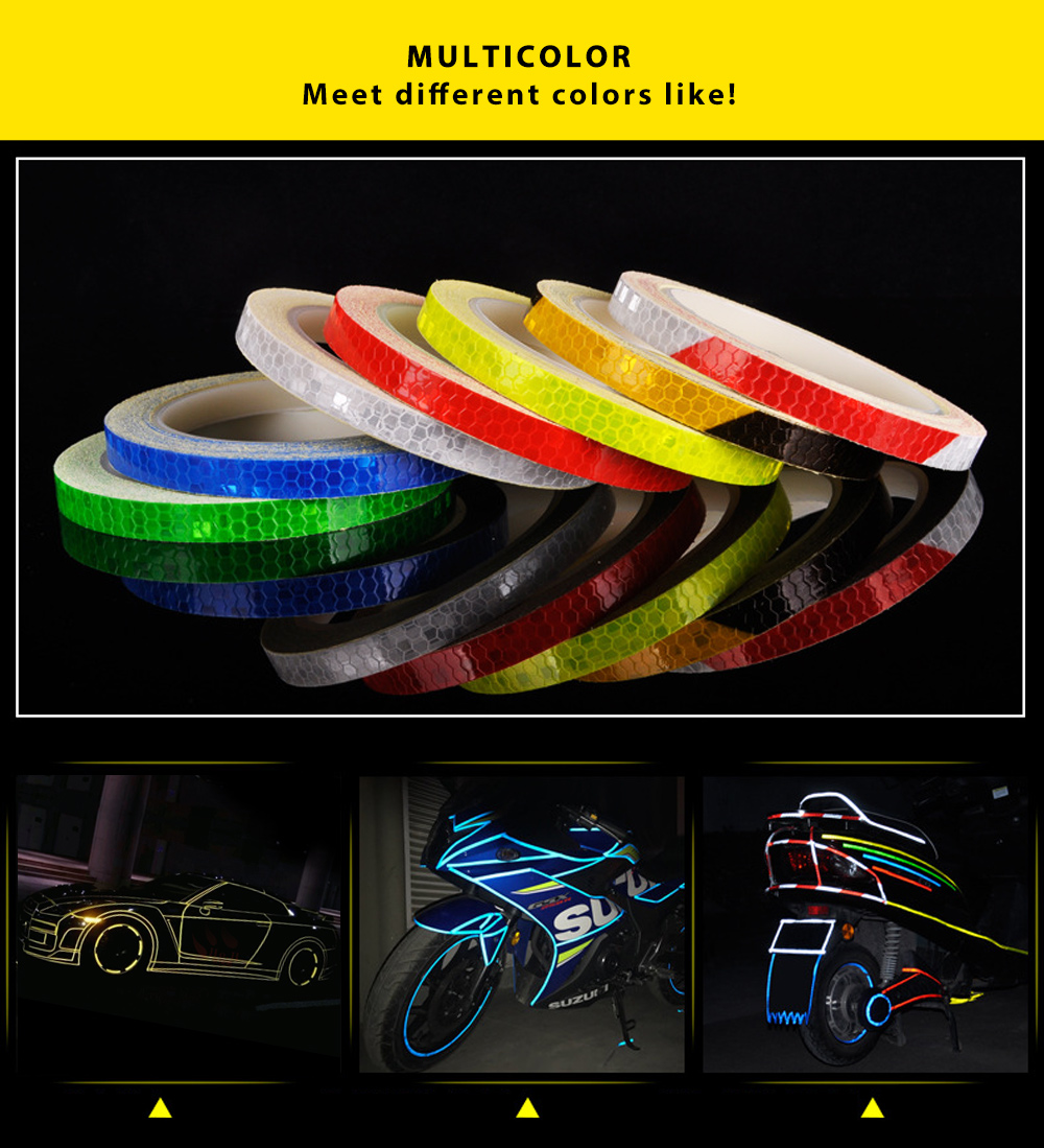 Motorcycle Bicycle Reflective Stickers Security Wheel Rim Decal Tape